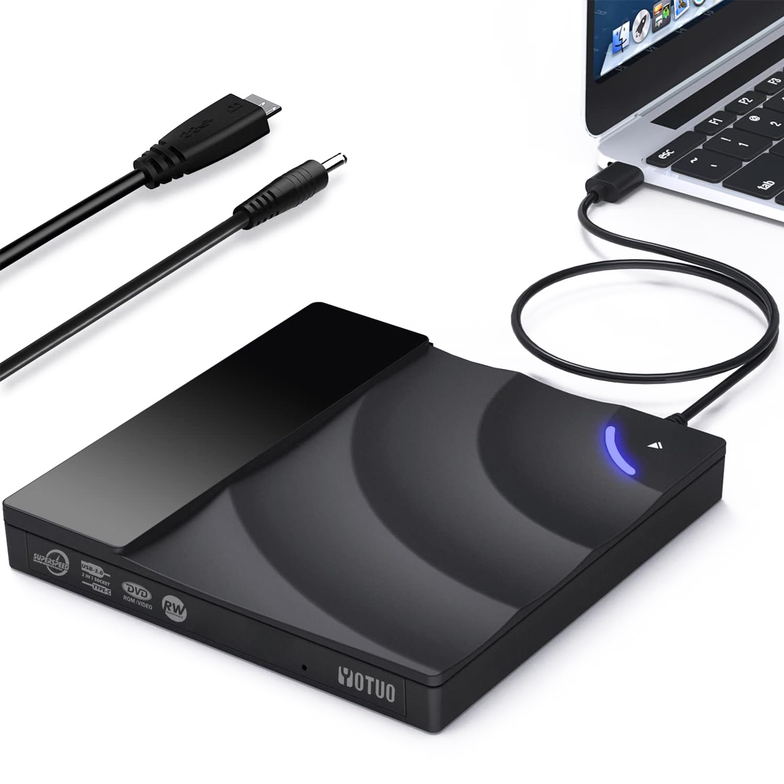 NALACAL External CD Driver, USB 3.0 Type-C CD/DVD RW Drive Player, Portable CD ROM Rewriter Burner Optical Disc Drive for Laptop Desktop PC for Windows 7/8/11/10 for MacBook Pro Air