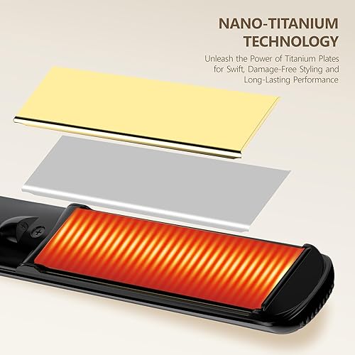 Miniatura 2 de DORISILK Plancha plana de titanio Nano 2 en 1, plancha alisadora de 450 grados, tacto suave y sedoso, plancha de pelo de 1 pulgada de doble voltaje,