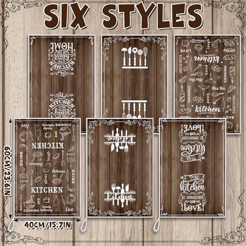 Image of Bencailor 6 Pcs Brown Kitchen Towels Decorative Sets Dish Towels Absorbent Fast Drying Hand Tea Vintage Hanging Reusable Cleaning Dishcloths for Cooking Farmhouse Bathroom Accessory