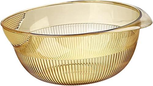 Miniatura 1 de Colcolo Colador de alimentos cesta ligera con filtro de lavado de arroz colador de lavado de granos pequeños grado alimenticio amarillo