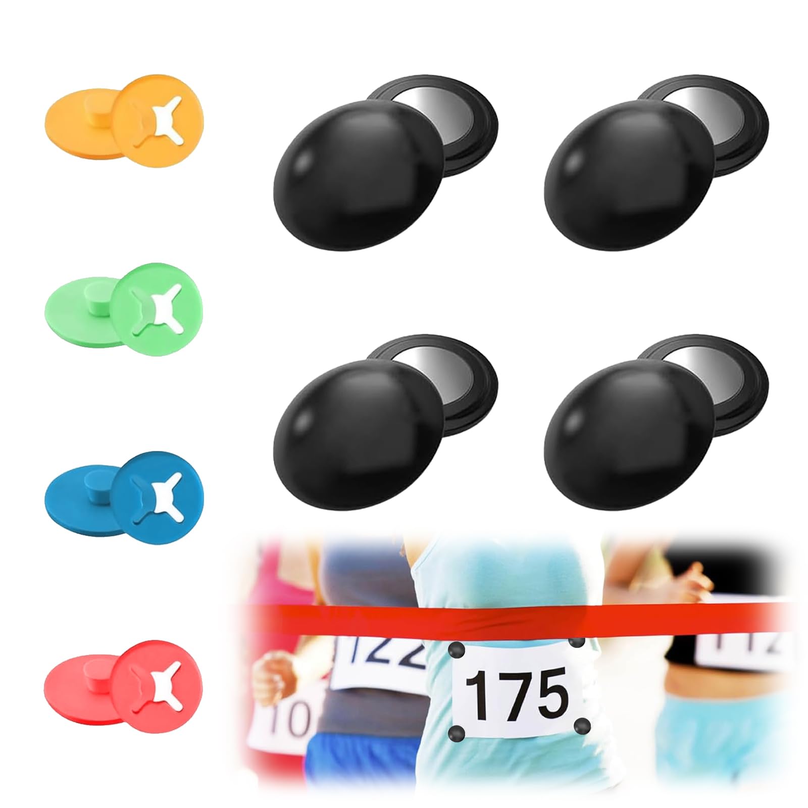 SUWYNJ Supporto per Numero Iniziale 8 Pezzi Numero di Gara per la Maratona Sistema Magnetico Fissaggio Pettorale da Gara Clip Magnetiche per L'uso in Maratona O Mezza Maratona