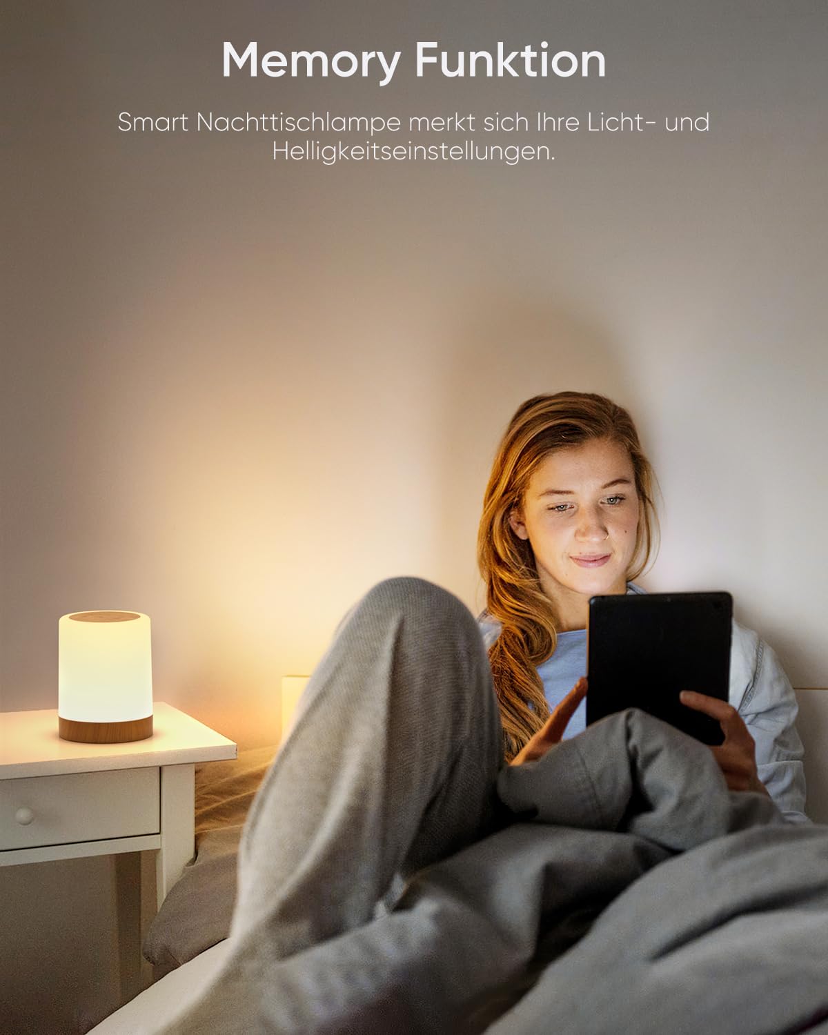 Bonsery Lampka nocna LED, dotykowa, ściemniana z 256 kolorami RGB i 3 trybami, lampka nocna dla dzieci, ładowalna przez USB z funkcją timera i pamięci, słoje drewna, lampa stołowa bezprzewodowa do