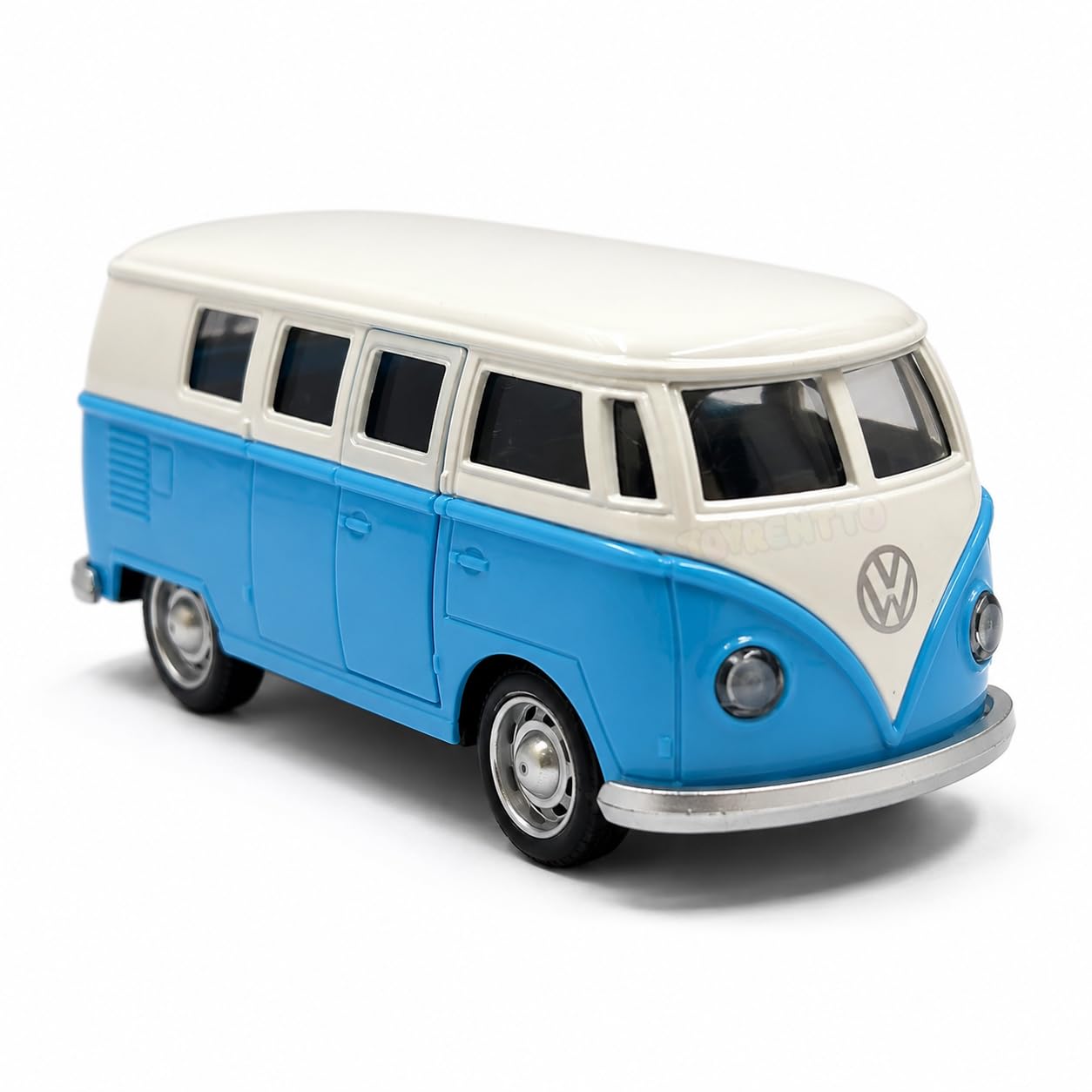VW Classic Bus Die Cast Metal Toy Car 1:32 Scale with Pull Back Action & Openable Doors | Vintage Miniature Model Vehicle for Kids, Boys, Girls & Collectors | Blue-image-23