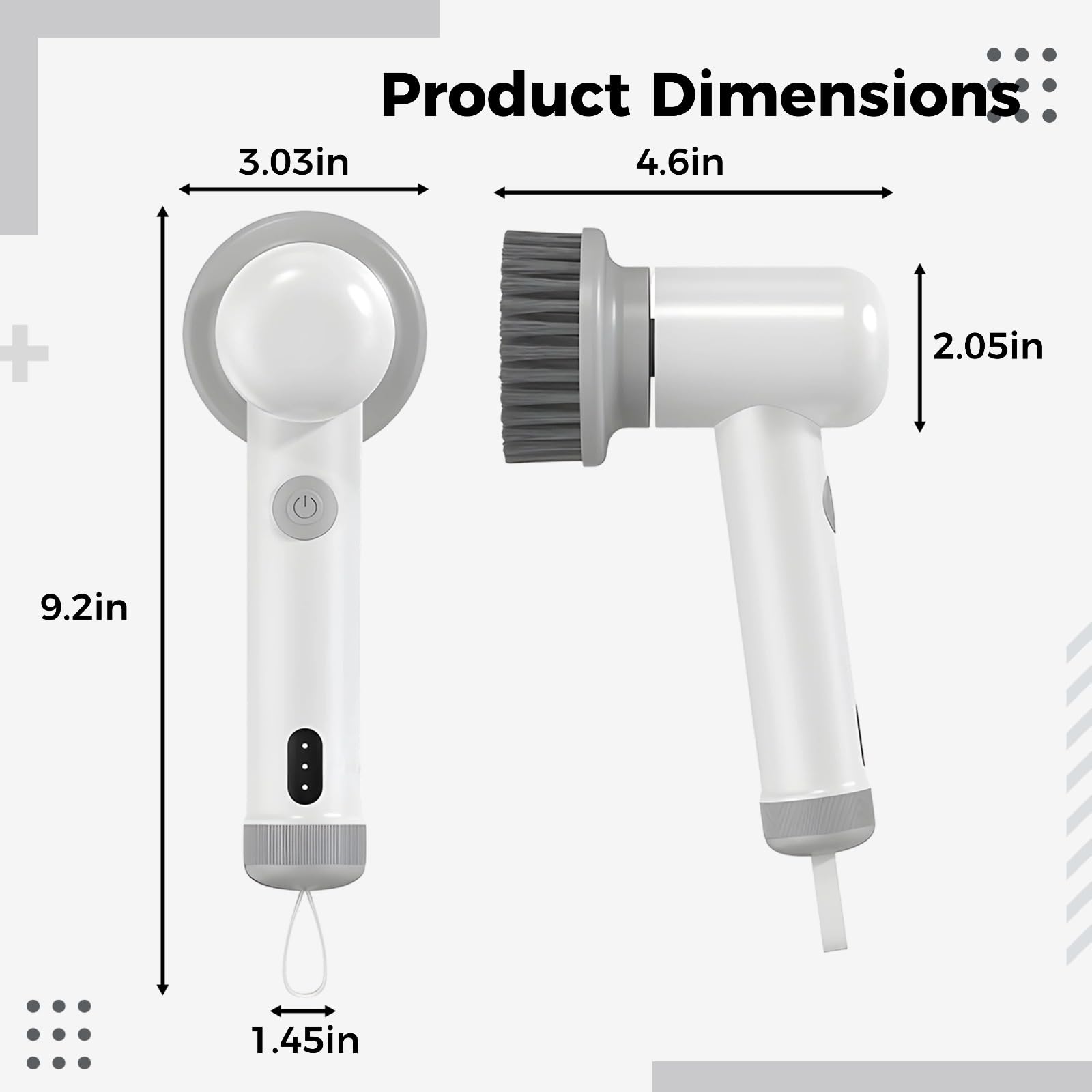 Cepillo de limpieza eléctrico, depurador eléctrico de doble velocidad con múltiples cabezales de cepillo, depurador eléctrico de mano, carga tipo C, IPX6 impermeable, para cocina, baño, fregadero