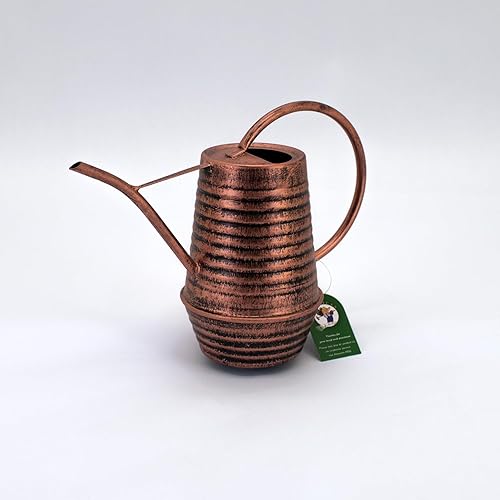 Miniatura 1 de Regadera interior de 0.3 galón34 onzas, regadera de metal con boquilla larga, regadera galvanizada, regadera para plantas de interior (cobre)