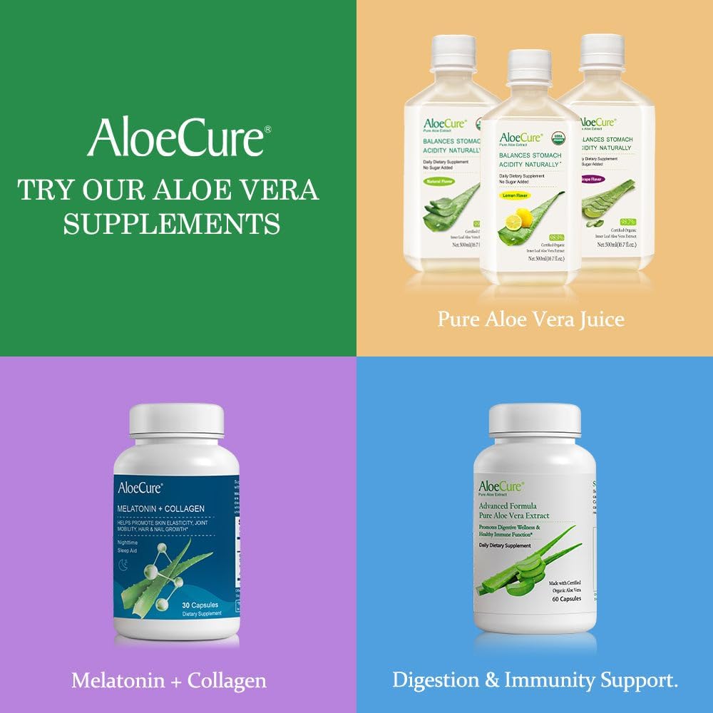 AloeCure Daily Probiotics 10 Billion CFU for Digestive Support 8 Strains, 6 Prebiotics & Enzymes - Digestive Supplement with Bromelain for Women & Men - Gut Support, Digestive Relief, 30 Caps x 3btls