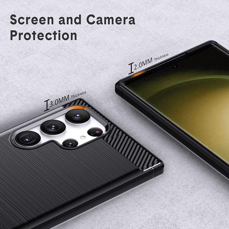 Image of NPRC Hybrid Ultra Slim Protective Case TPU Non-Slip Carbon Fiber Texture Shockproof Case Cover for Samsung Galaxy S23 Ultra - Black