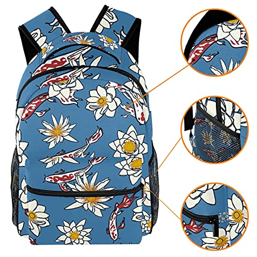 Sac à dos de voyage motif lotus bleu résistant et confortable pour le dos des enfants