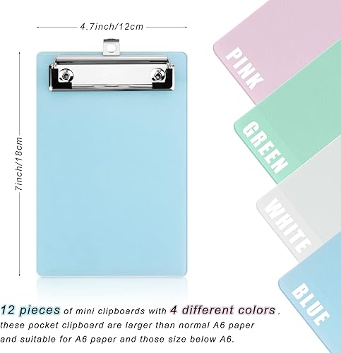 Miniatura 2 de Pralb 12 piezas de mini portapapapeles, bonito portapapeles de tamaño de nota, portapapeles de plástico colorido, 5 x 7 pulgadas, mini transparente