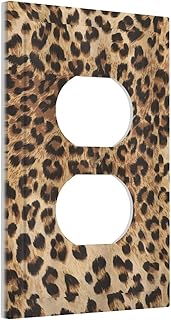 Leopard Cheetah Ombre Brown Wild Safari Animal Powerful Panthera Big Cat 1 Gang Outlet Covers Duplex Receptacle Wall Plate Decorative Electrical Faceplate Switchplates Men Boys Home Decor Large Size