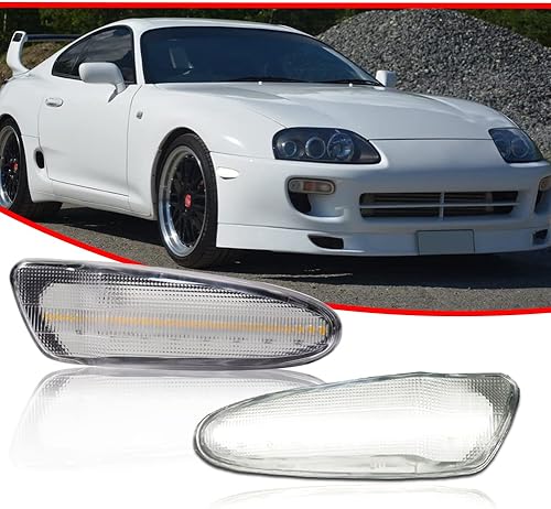Miniatura 2 de KENRTIR Lámpara LED blanca de lente transparente compatible con Toyota SUPRA MK.4 1997 1998 y Toyota Celica 2000-2005 Luz de marcador lateral de