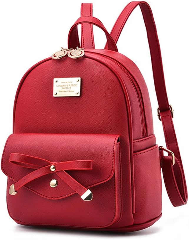 Girls Bowknot Cute Leather Backpack Mini Backpack Purse for Women