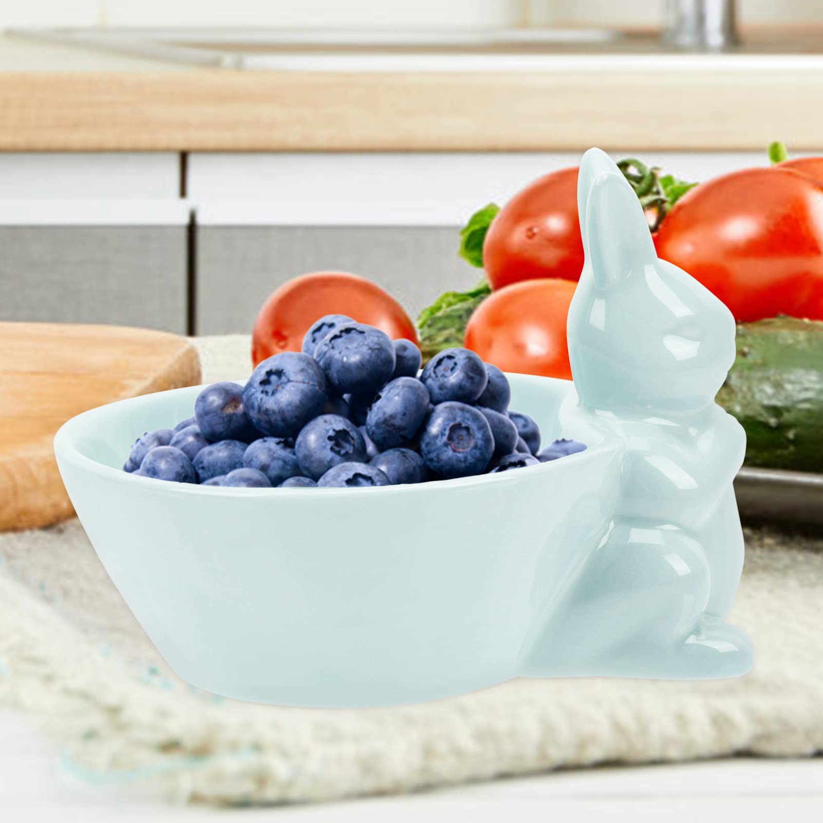 OFFSCH Easter Bunny Ceramic Bowl Cute Cartoon Rabbit Design for Serving Salad Rice Desserts Tableware for Parties Decor