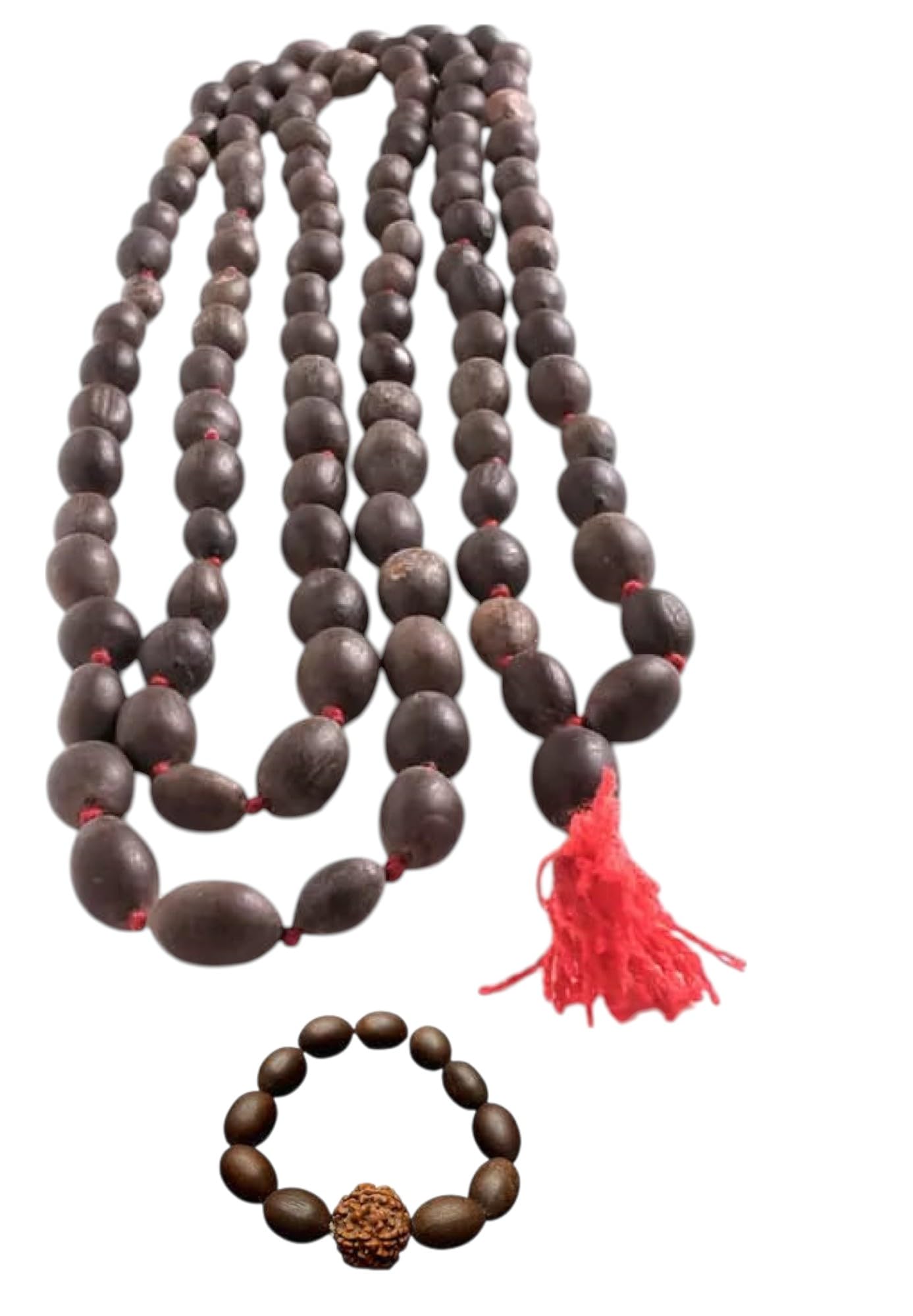 Maa Laxmi Store Kamal Gatta Mala 108 Beads With Bracelet Original Big Lotus Seeds Japa Mala for Laxmi Pooja and Wearing - Grey.2 Pcs-picture-11