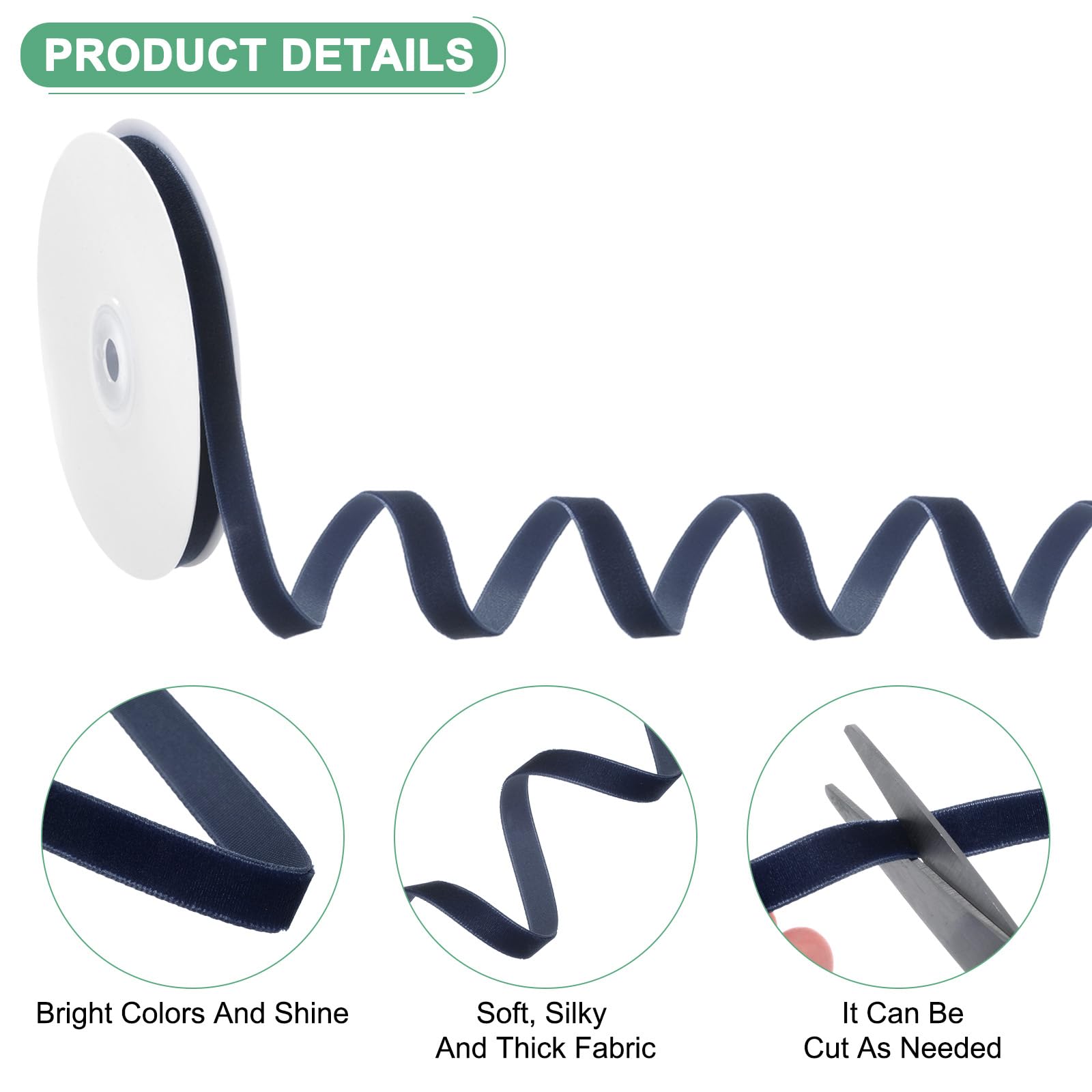 M METERXITY Navy Blue Velvet Ribbon - Image 2