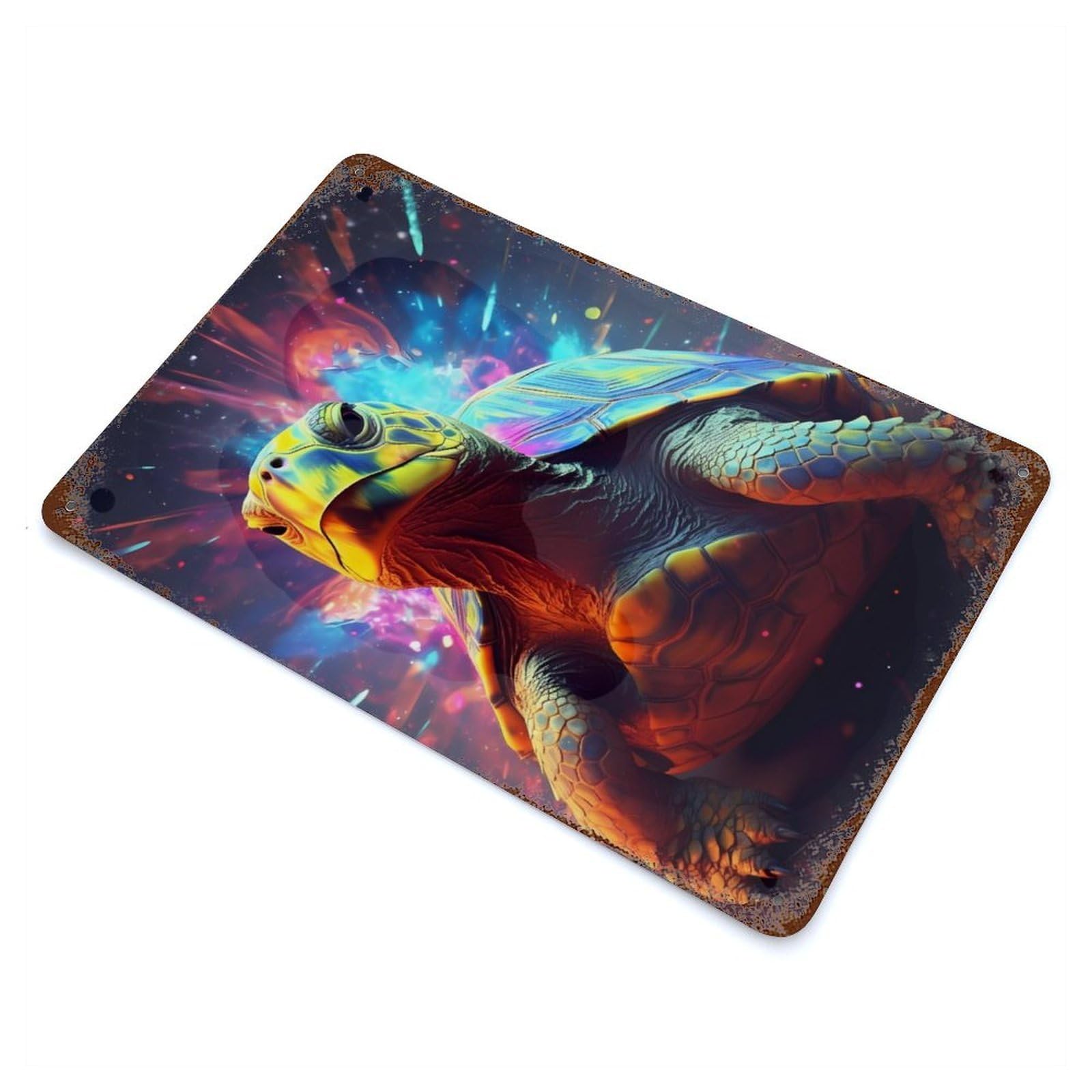 Turtle Colorful Decorative Tin Sign 11.8"x7.9", Ideal for Garage, Bar And Workshop Decor