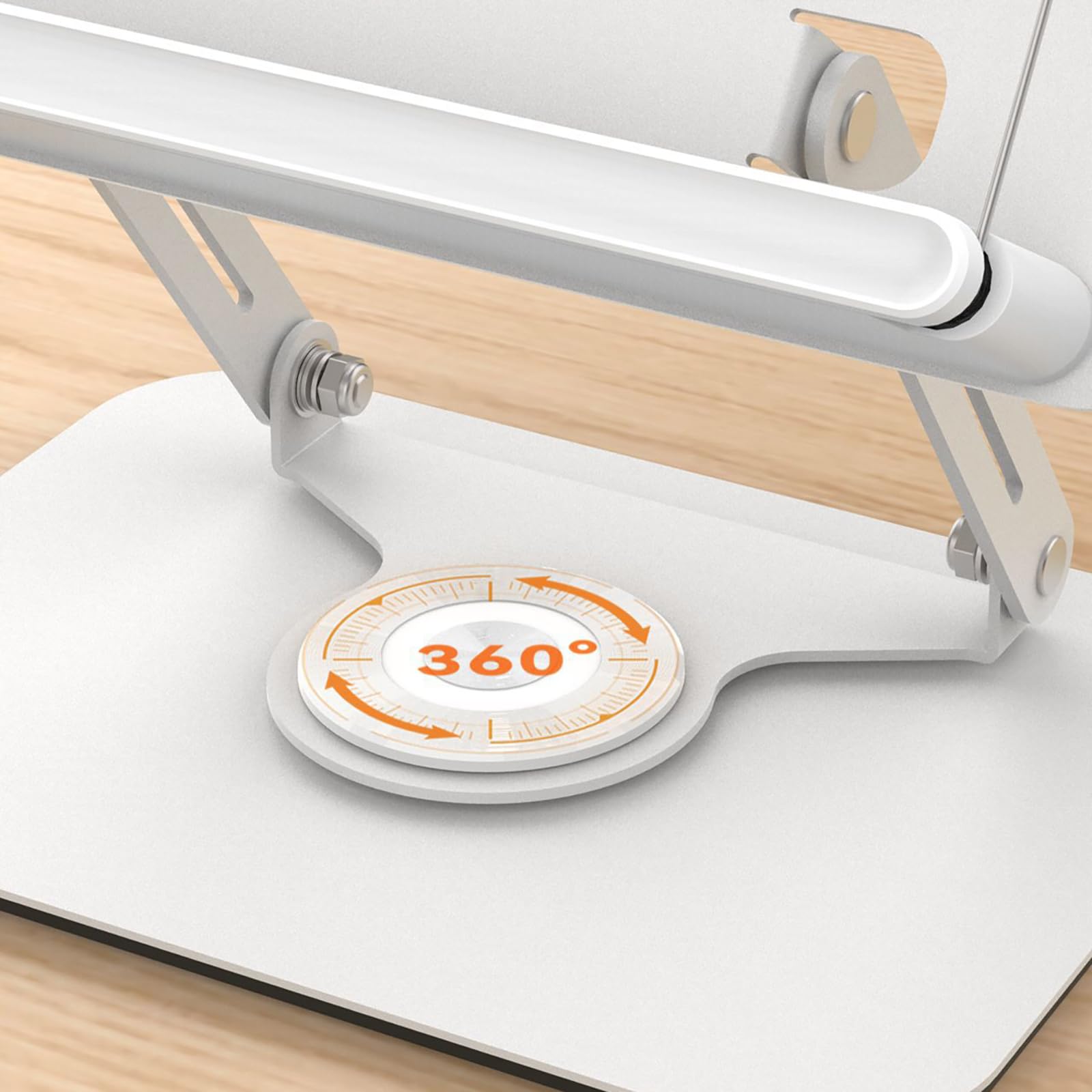 Buchständer zum Lesen, verstellbarer Tischbuchständer mit 360°-Drehfuß, faltbar, verstellbarer Winkel, multifunktional, für Kochbücher, Rezeptbücher, Tablets und Laptops - Silber