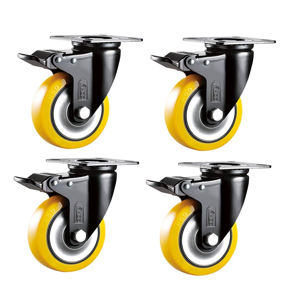 Buy 4 Heavy Duty Castors 100/125/150mm Swivel Caster Wheel Yellow