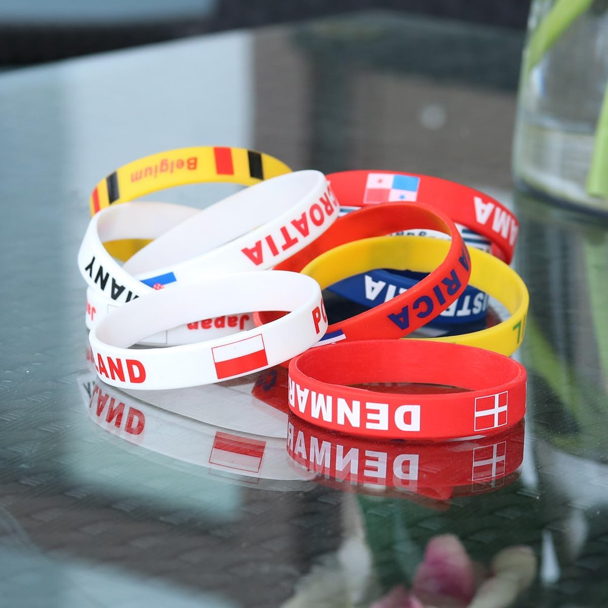 6 Pcs National Flag Silicone Wristbands Eco-friendly Sports Bracelets for Fans and Outdoor Events