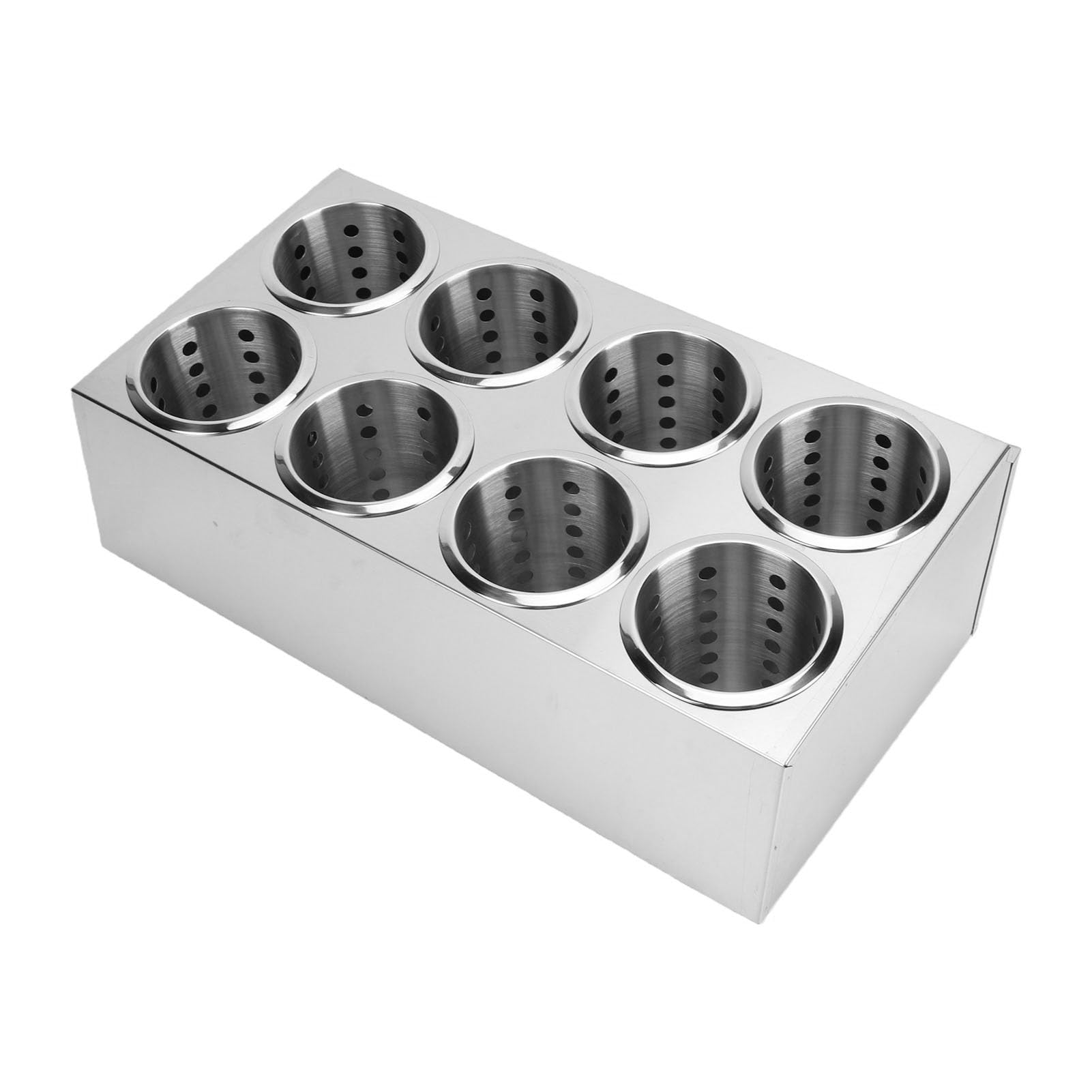 Haofy Soporte Cilíndrico de Acero Inoxidable para Cubiertos, Organizador de Utensilios de 8 Compartimentos con Alfombrilla Inferior Antideslizante para Cucharas, Tenedores y Palillos
