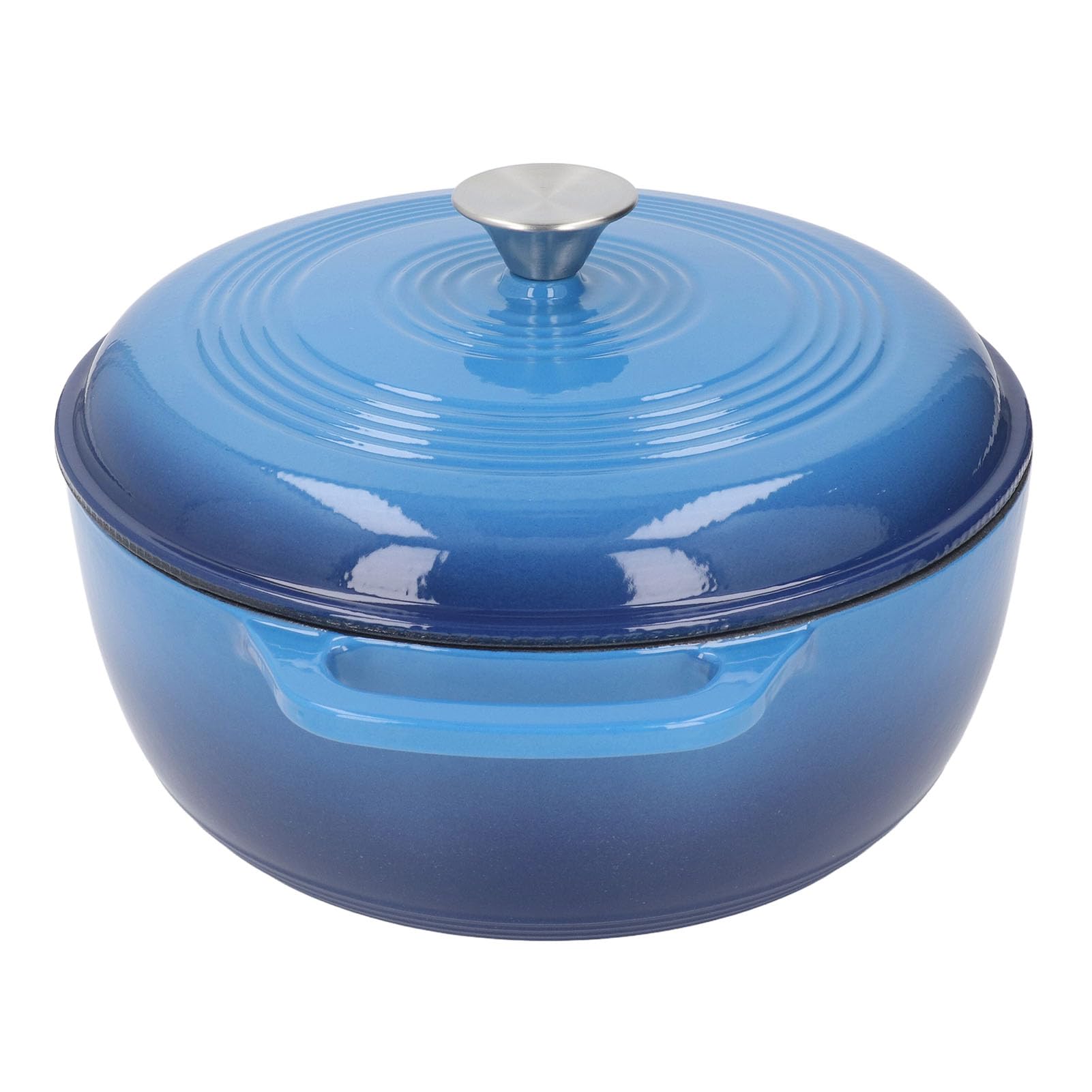 Olla redonda esmaltada de hierro fundido, olla de horno de hierro fundido esmaltado con tapa, asas duales para hornear pan, olla esmaltada elegante y práctica con diseño ergonómico