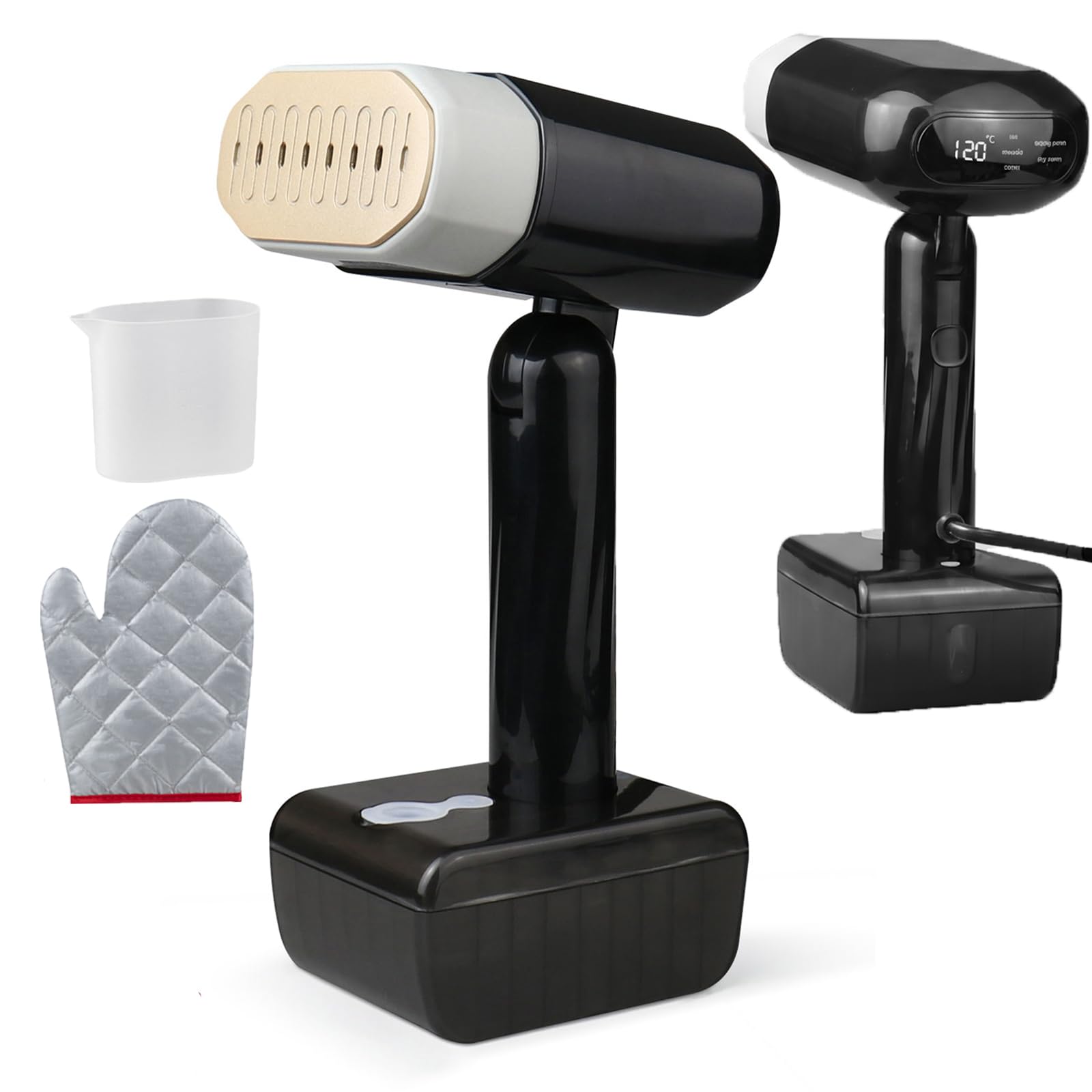 Plancha de Vapor 1800W Portátil, LED Steam Iron con 5 Niveles de Vapor Constante, Depósito 330ml, Elimina Arrugas Rápidamente, Incluye Guante Protector, para Hogar, Viajes y Oficina