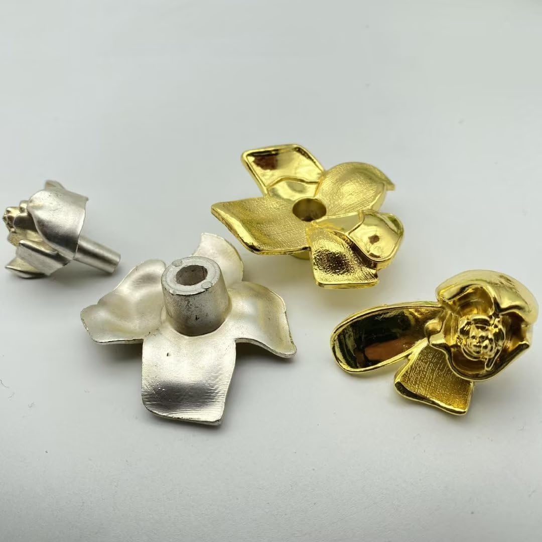 Confezione da 10 maniglie moderne a forma di fiore, in lega di zinco, foro singolo, per armadietti da cucina, cassetti, maniglie per mobili e credenze