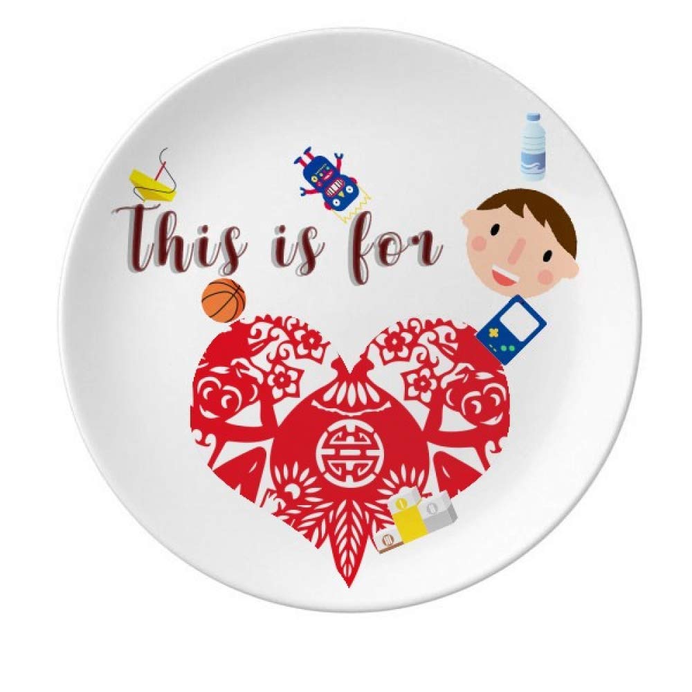 DIYthinker China Chinese Zodiac Monkey Peach Flowers Porcelain Plate Dinner Round Dish Boy Man