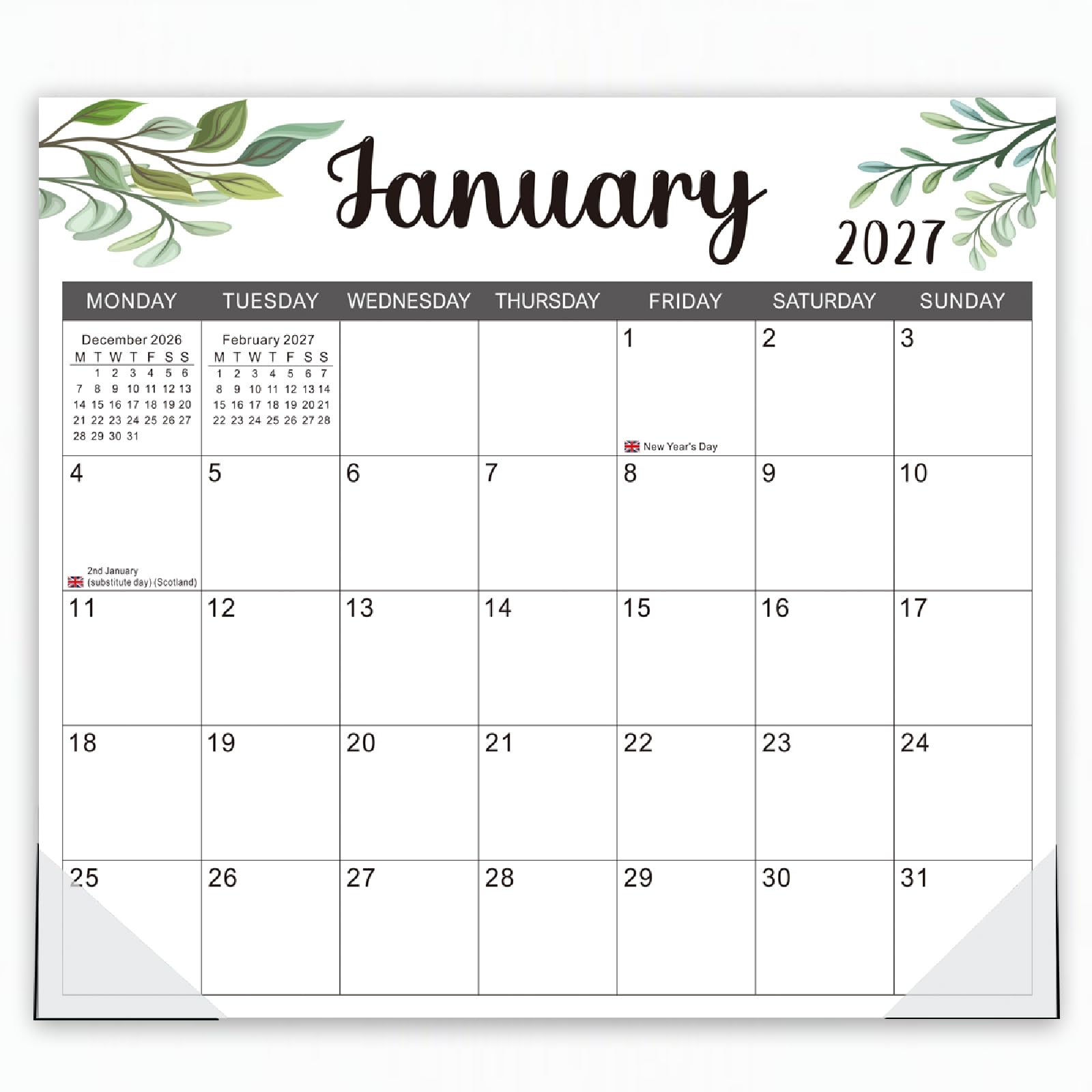 Magnetic Fridge Calendar,18‑Month Planner 2027‑2028,13"x11.6",Monday Start