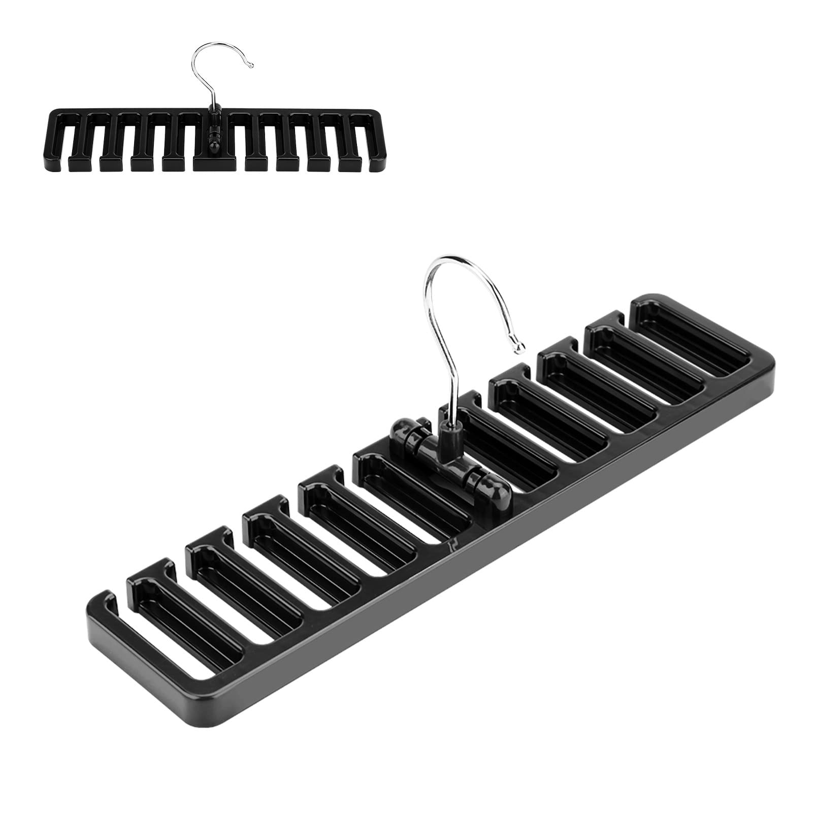 Tie Belt Scarf Rack Organizer Sturdy Plastic Closet Space Saver 10 Slot Organizer (Black)