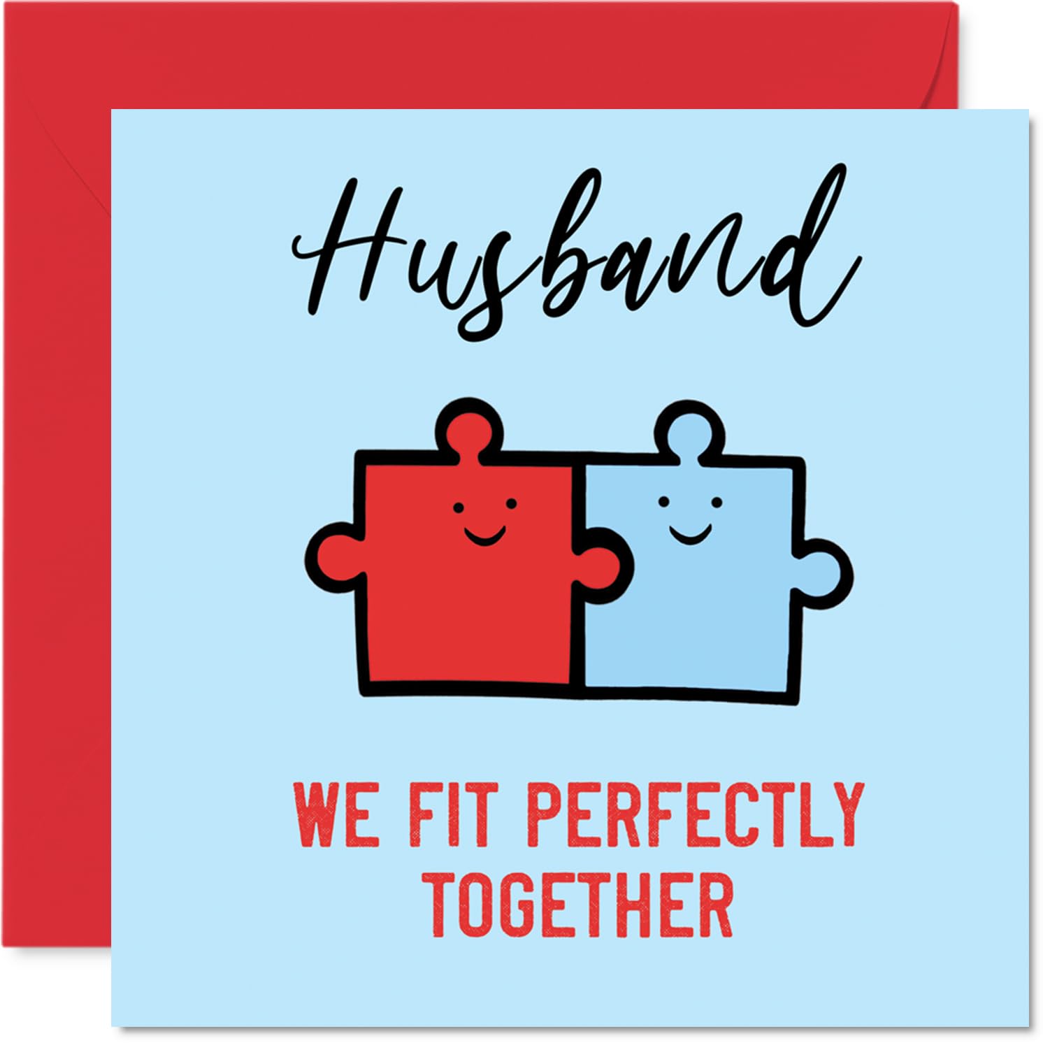Cute Anniversary Card - Jigsaw Pieces - Romantic Happy Anniversary Card for Husband, 145mm Sweet I Love You Anniversaries Greeting Cards