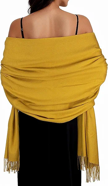 Women Winter Scarf Pashmina Shawls and Wraps for Evening Dresses Shawls for Women Wedding Yellow