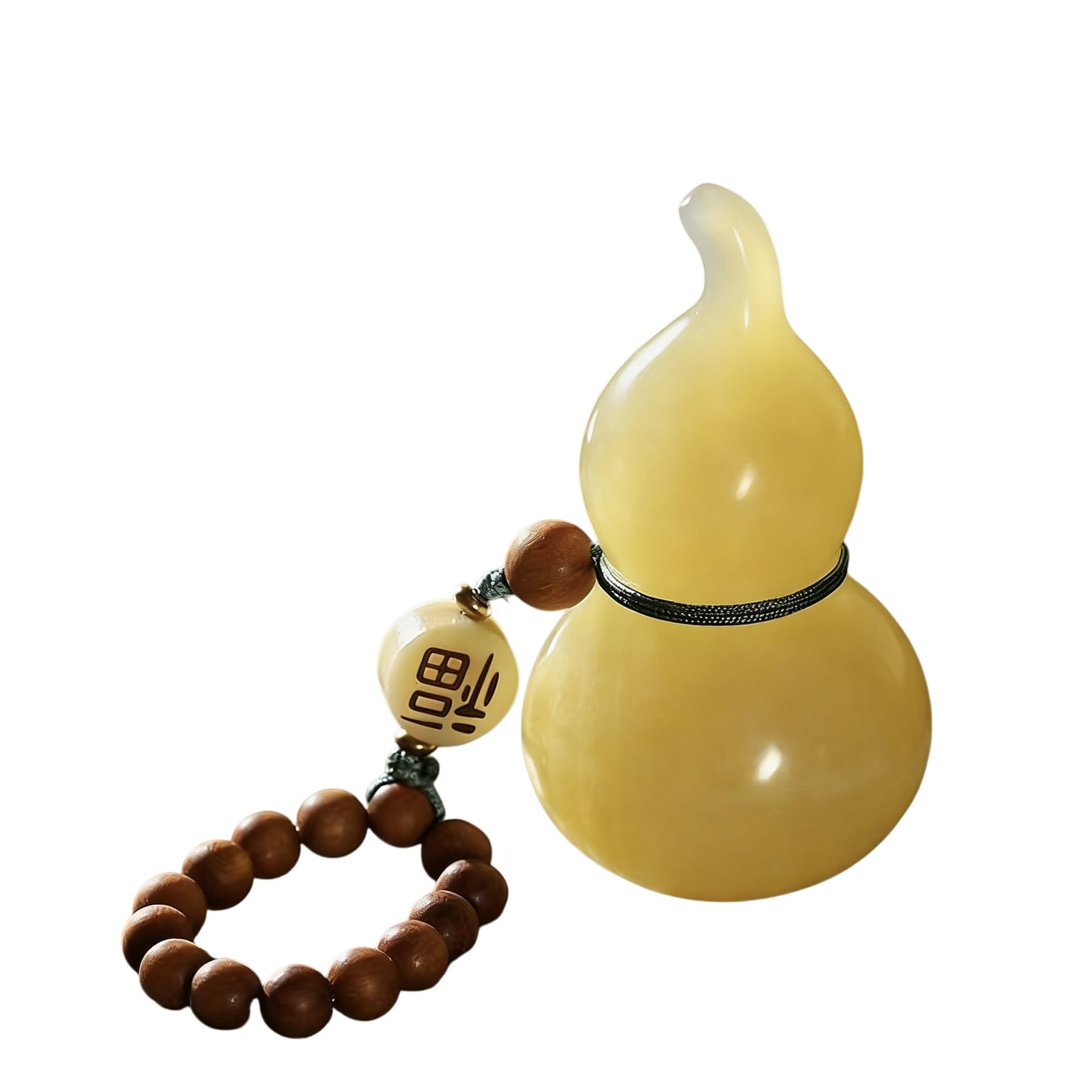 Huolimxun Premium Jade Gourd Handpiece & Pendant - Lucky Fu Lu Calabash Ornament, Portable Worry Stone For Collection, Car Hanging & Desk Decor(Single)