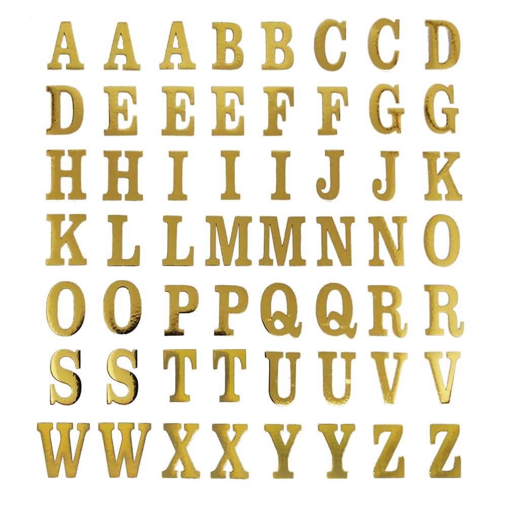 Comet Busters Self-Adhesive Uppercase Metallic Finish Alphabet Wall Stickers For Art & Craft, Decorations, Project Work, School Work (Gold) (Letter Size : 15Mm)(STK214)