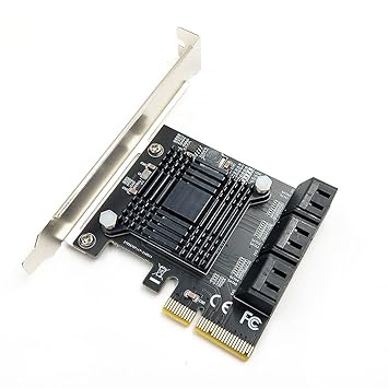 Layfuz PCI-E 4X to 6 SATA3.0 Adapter Card Desktop Computer Expansion Card Hard Disk Adapter Card with Aluminum Alloy Cooling