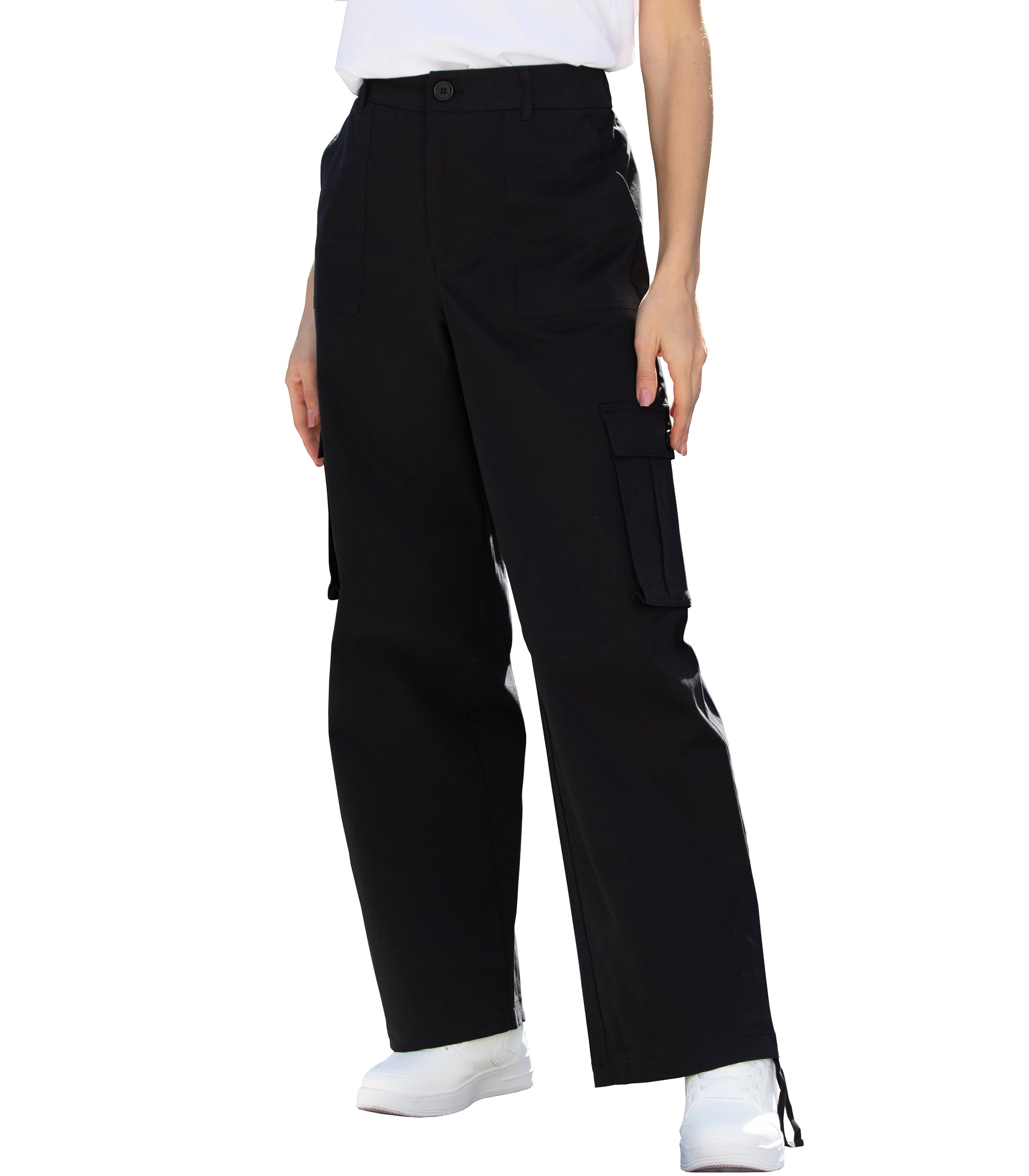 Cargo Pants for Women High Waisted Womens Y2K Baggy Casual Pants with 6 Pockets and Elastic Waist