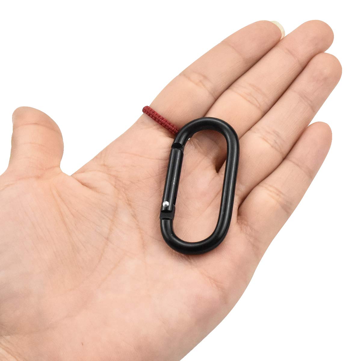 COMNICO 2 moschettoni piccoli portachiavi con clip a D con gancio portachiavi, organizer per chiavi, per uomini e donne, campeggio, escursionismo, pesca (nero), Nero , Taglia unica
