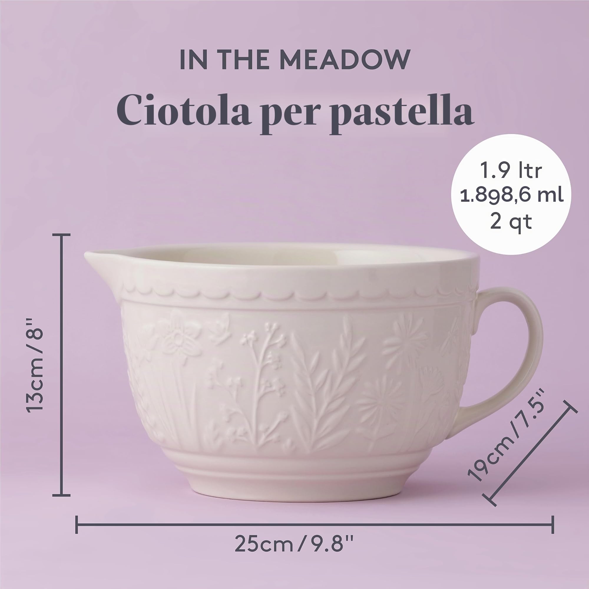 Mason Cash in The Meadow - Ciotola per pastella, 1,9 l, colore: Crema