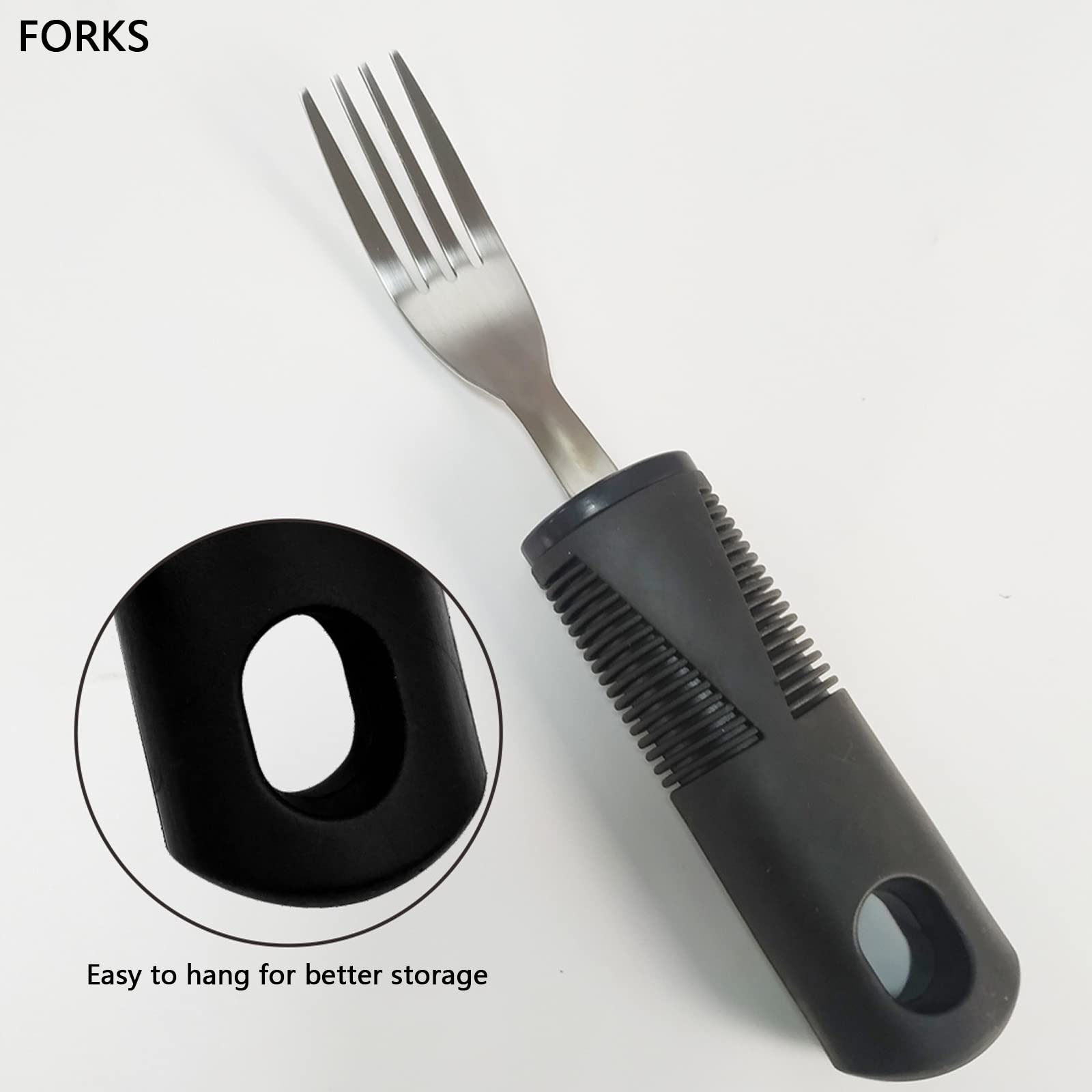Sztućce Easy Grip, 4 sztuki, antypoślizgowe uchwyty, zestaw sztućców, dla osób starszych z zapaleniem stawów, parkinsonów, osób z ograniczonym ruchem dłoni lub drżącymi dłońmi