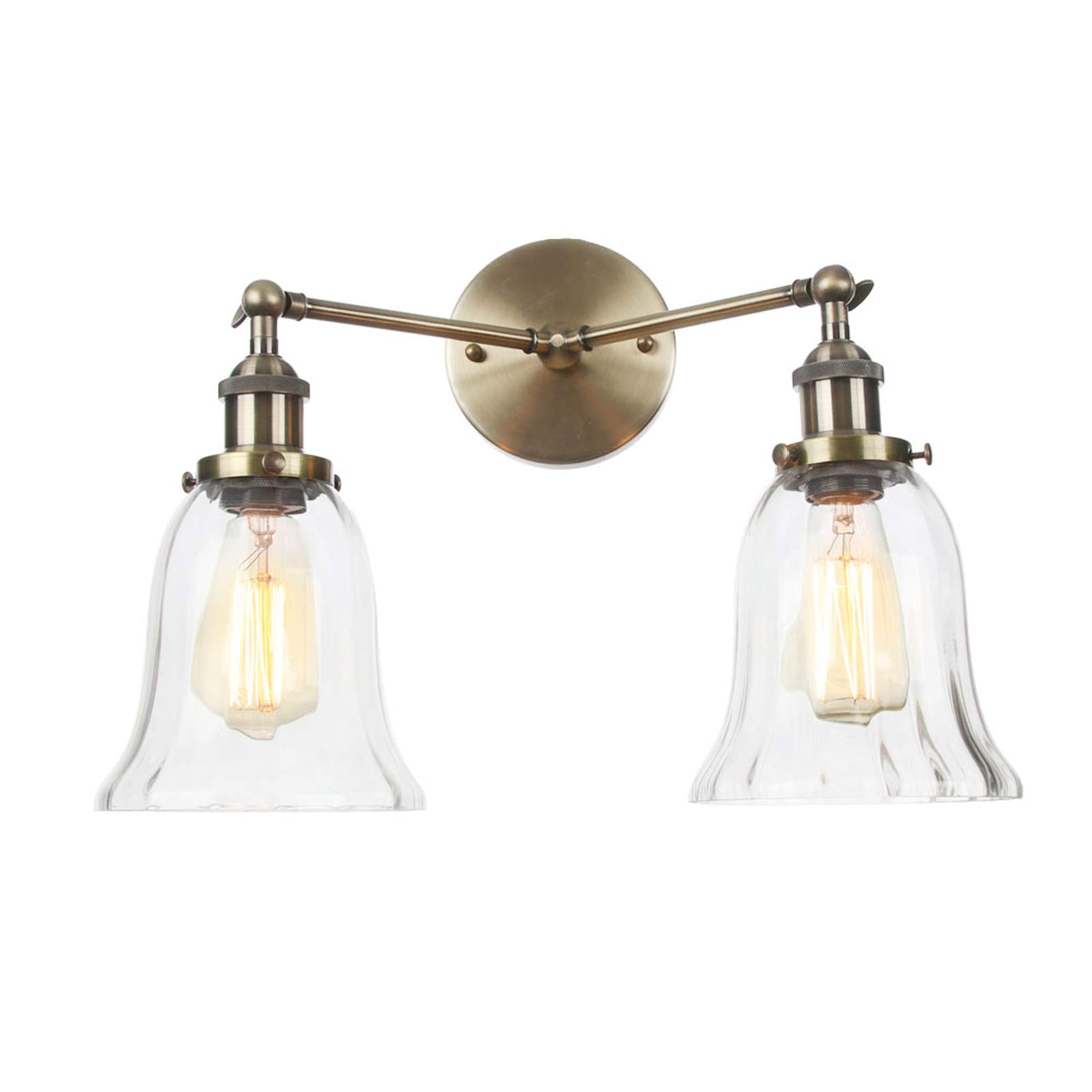 DMNSDD 2-Light Vanity Light Fixtures, Adjustable Wall Lamps, Modern Bathroom Mirror Lighting, Clear Glass Shade Wall Sconces,D