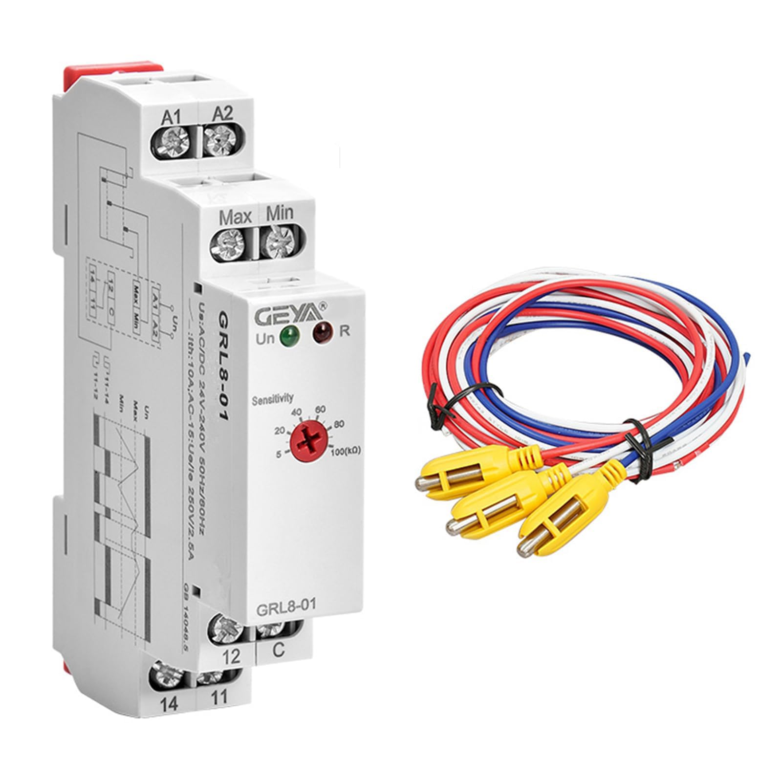 GEYA GRL8-01 Relais de contrôle de minuterie liquide 1SPDT 10A CA/CC 24V-240V avec capteur électronique