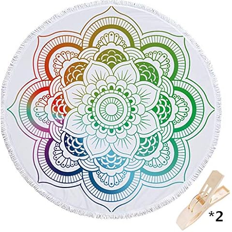 Morbuy Serviette de Plage Ronde Mandala Cover