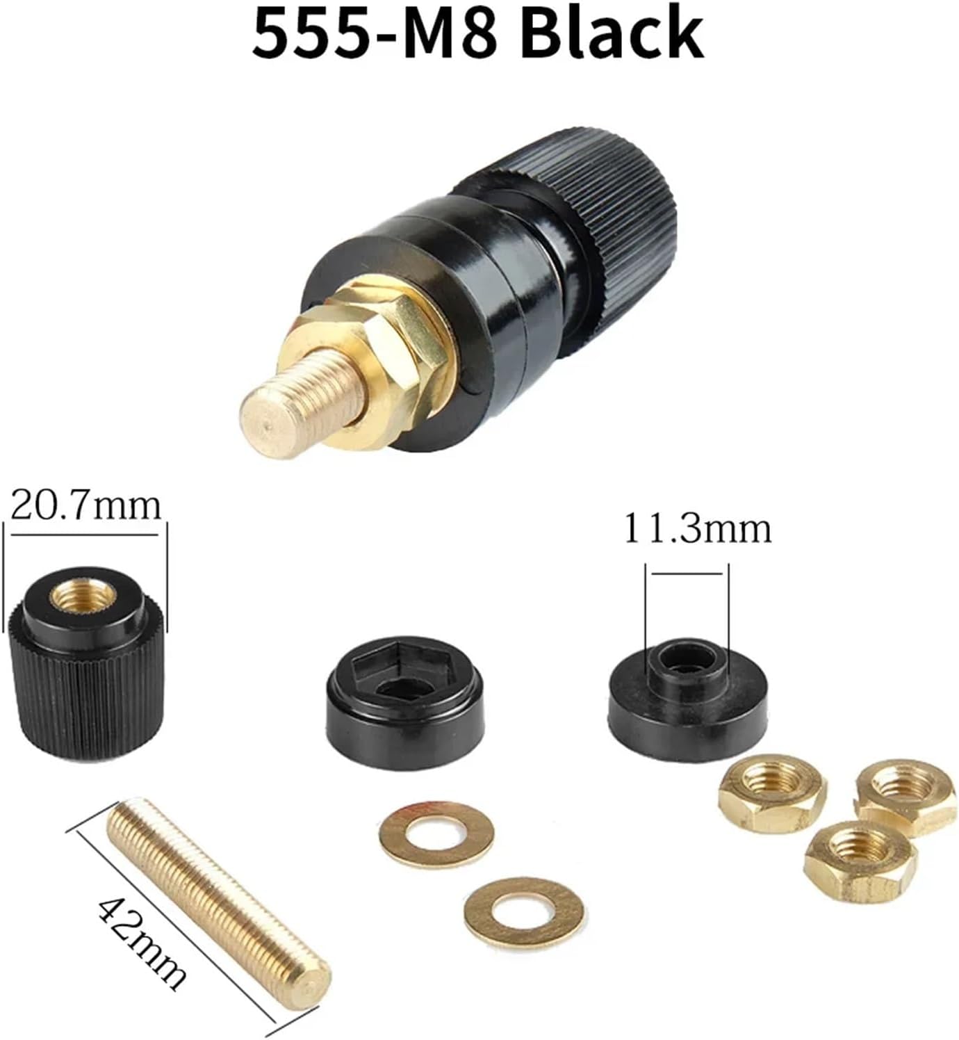 Power Distribution Block 40pcs Battery Wiring Bolt M6 M8 M10 Power Terminal Stud Panel Wiring Studs for Auto Boat Marine Solar(555-M8 Black)