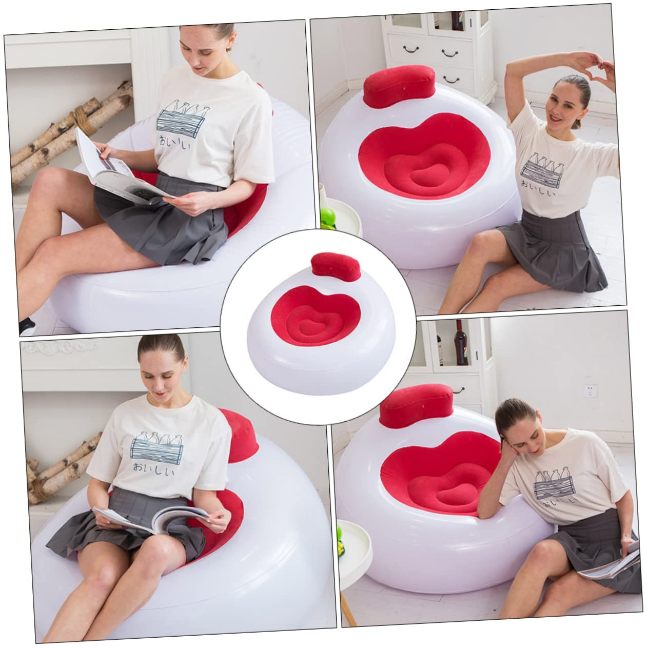 Toyvian 1 Szt Składana Dmuchana Sofa Powietrze Przenośne Dmuchana Poduszka Na Stołek Wysadzony Leżak Przenośna Sofa Dla Nadmuchiwany Fotel Rozkładany Leżak Plażowy Pcv Rumieniec Z Oparciem