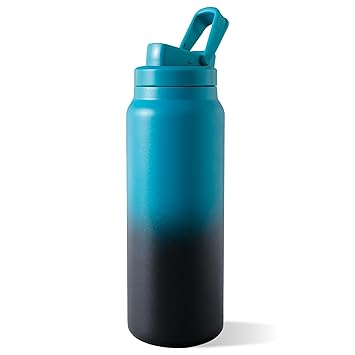 The Better Home Pulse | 900ml Stainless Steel Vacuum Insulated Printed Water Bottle | Keeps Contents Cold/Warm Upto 6-12 Hours | BPA Free | Gym | Office | Home | Travel | Teal-Black - image, photos