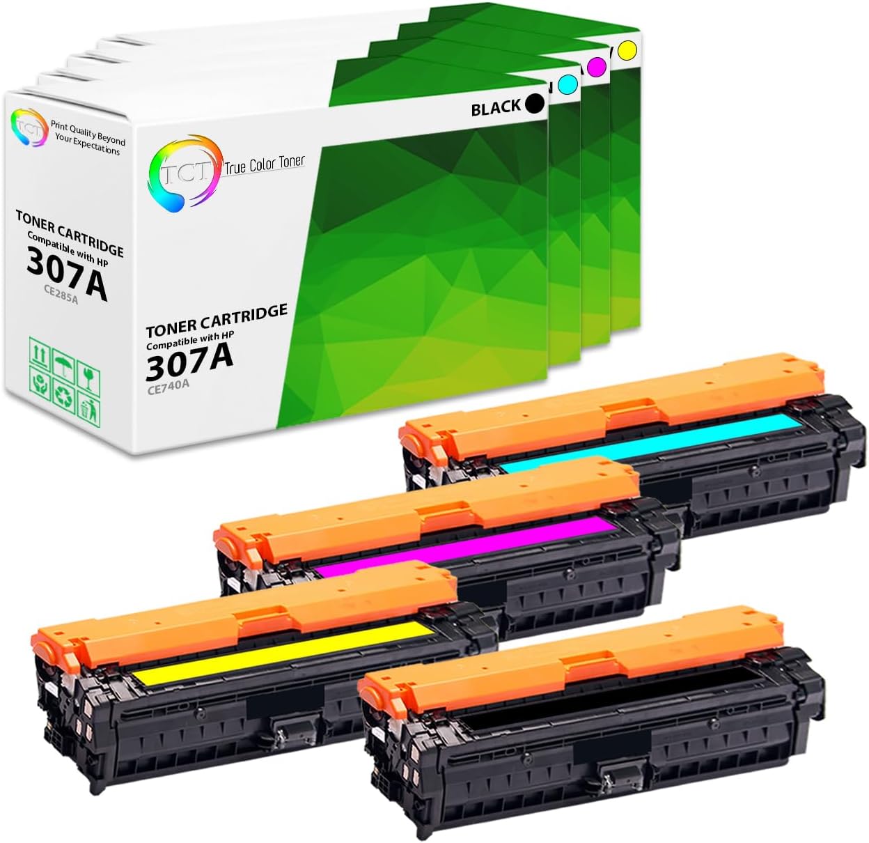 Amazon.com: 307A Toner Cartridge Set CE740A CE741A CE742A CE743A Toner ...