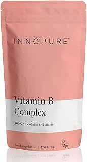 INNOPURE Vitamin B Complex,120 Vitamin B Tablets - 100% NRV All 8 B Vitamins B1, B2, B3, B5, B6, B12, B6 & B9, One Daily Easy to Swallow Tablet, UK Made