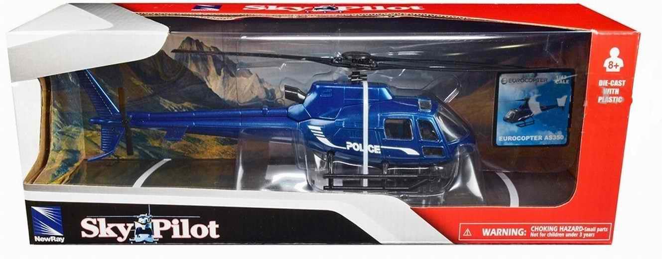 Odeon NEWRAY - Modellino elicottero scoiattolo AS350 B2 polizia 1/43, in metallo