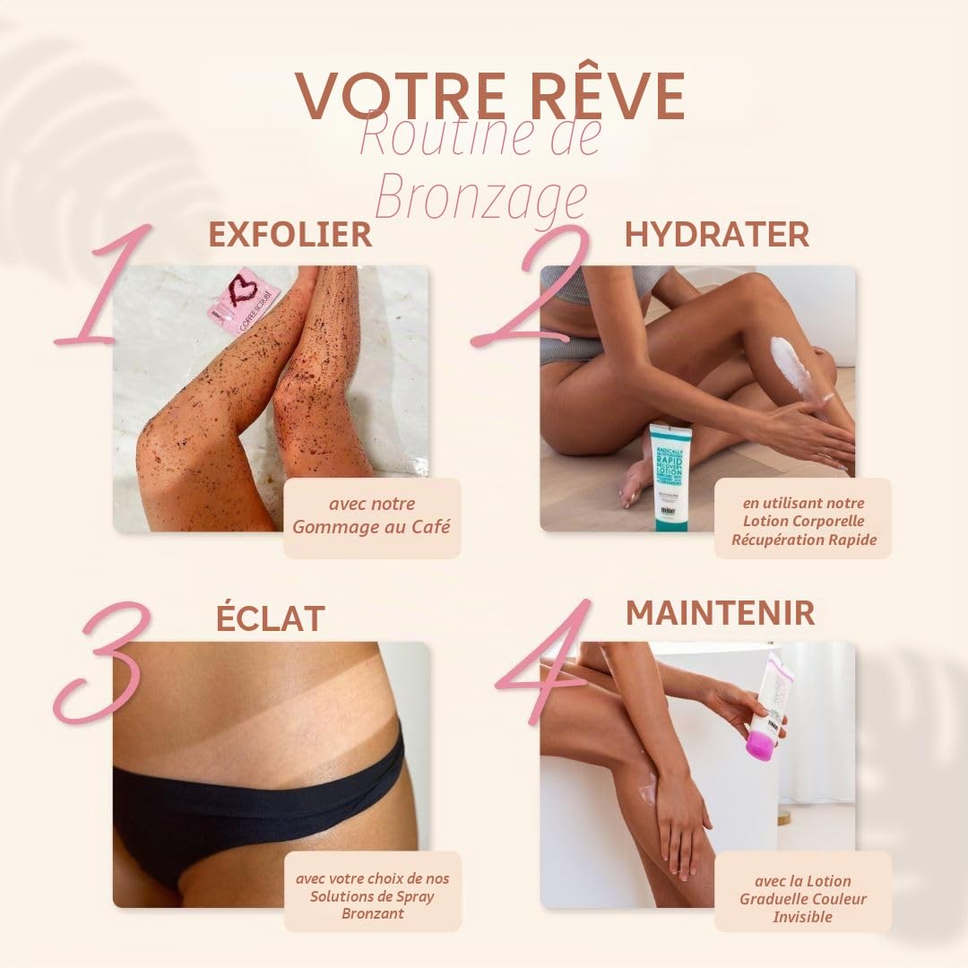 MineTan Solution Spray Tan Professionnelle | Double Dark - 1 heure Instant Express, Autobronzant Visage et Corps, Formule Hydratante Triple Action, Parfum Noix de Coco, 1L