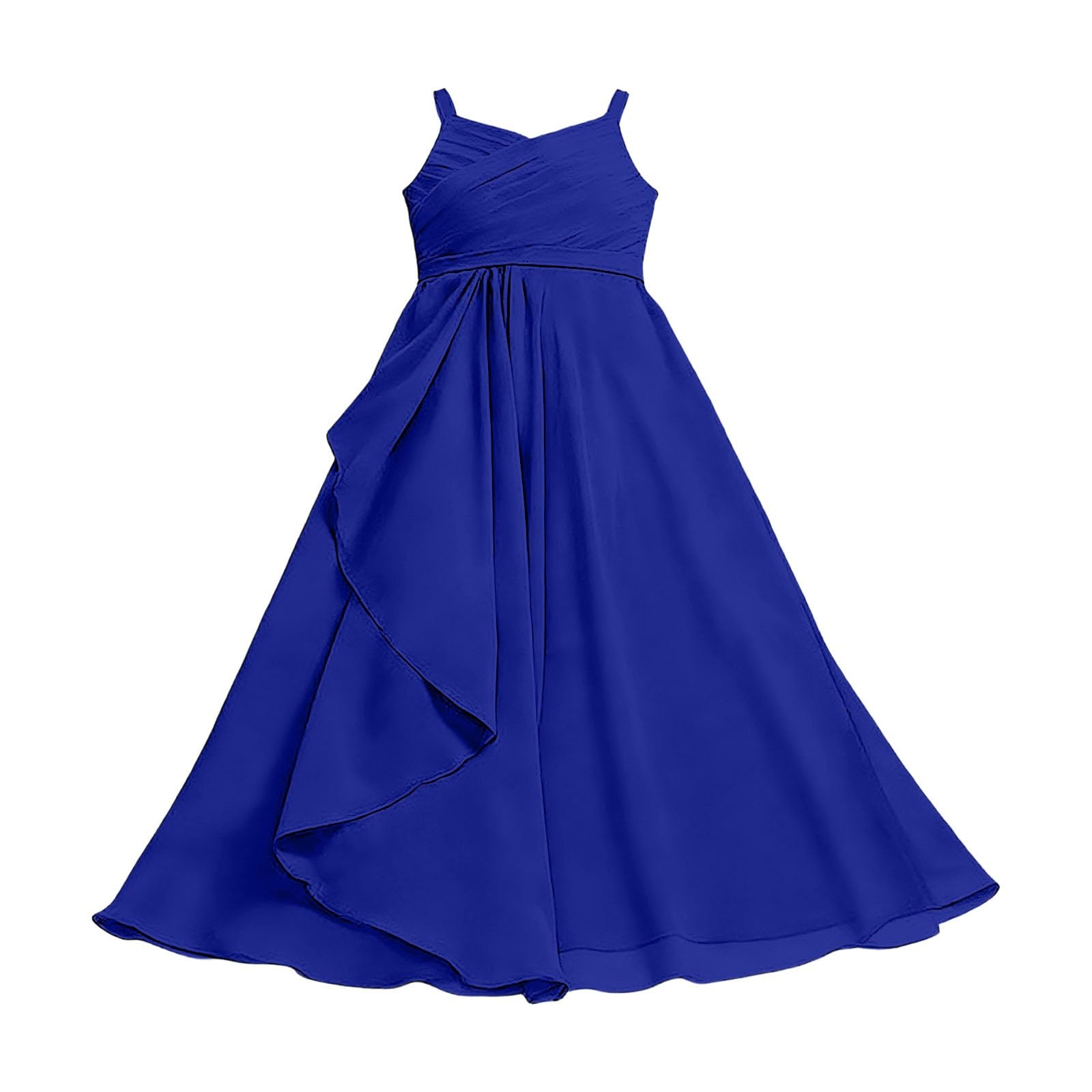 Générique Abito a trapezio Fluido in Chiffon per ragazza, abito lungo per damigella d'onore, cerimonia, matrimonio elegante estate